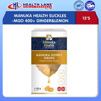 MANUKA HEALTH SUCKLES -MGO 400+ GINGER&LEMON 15'S
